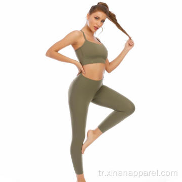 Spor Salonu Koşu için Tayt Spor Giyim Yoga Seti